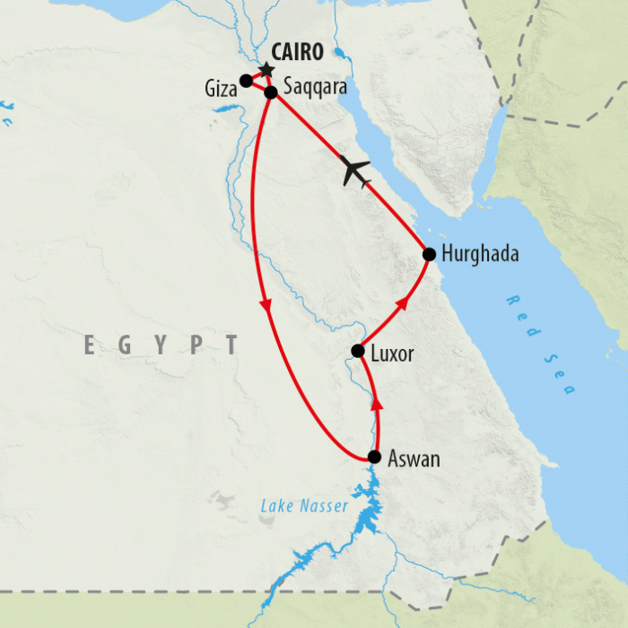 tourhub | On The Go Tours | Egyptian Family Adventure & Red Sea - 13 days | Tour Map
