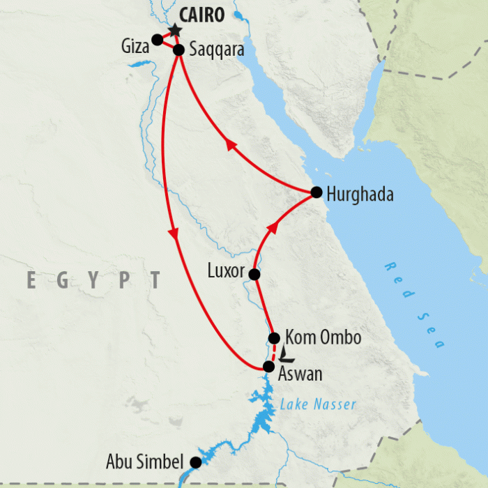 tourhub | On The Go Tours | Egypt & the Red Sea For Teenagers - 12 days | Tour Map