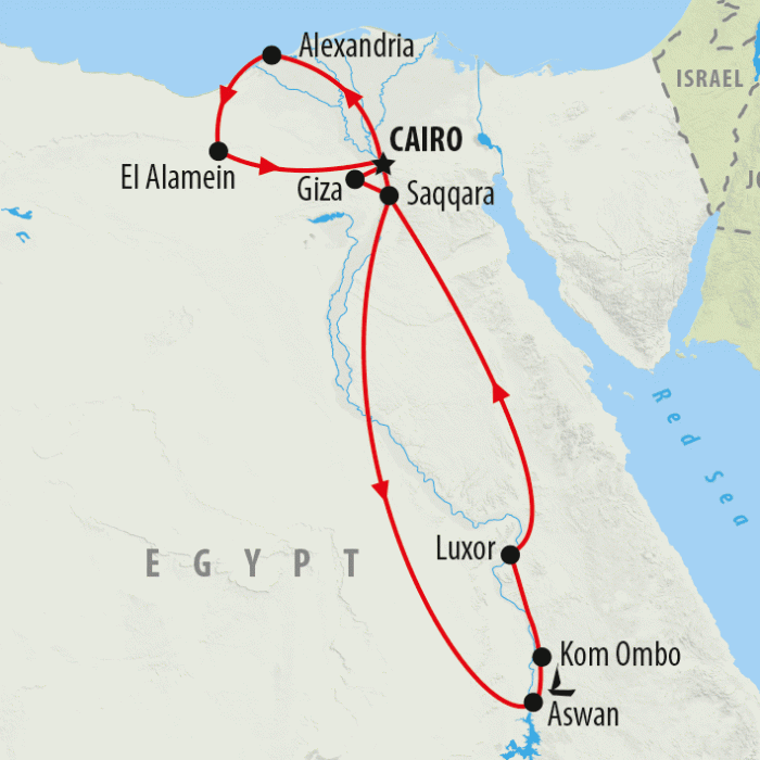 tourhub | On The Go Tours | Alexandria & Ancient Egypt - 13 days | Tour Map