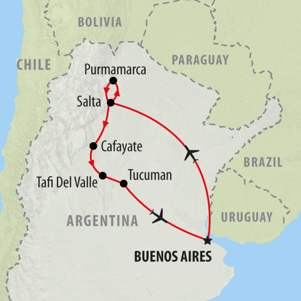 North Argentina Highlights - 12 days map