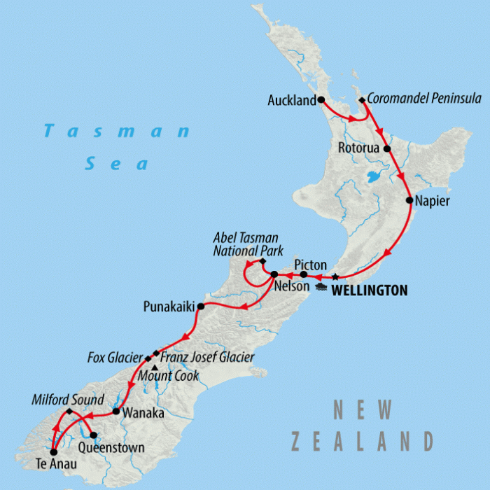 tourhub | On The Go Tours | Enchanting New Zealand - 16 days | Tour Map