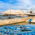The walled city of Essaouira sitting on the edge of the water