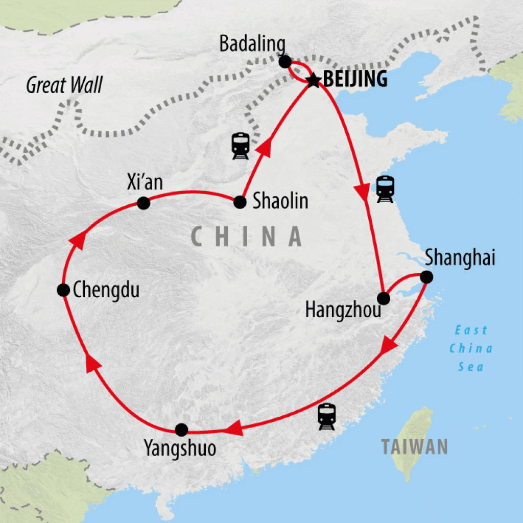 Essential China Adventure - 18 Days map