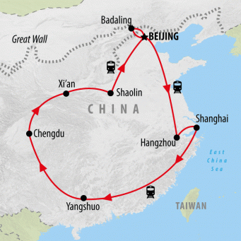Essential China Adventure - 18 Days map