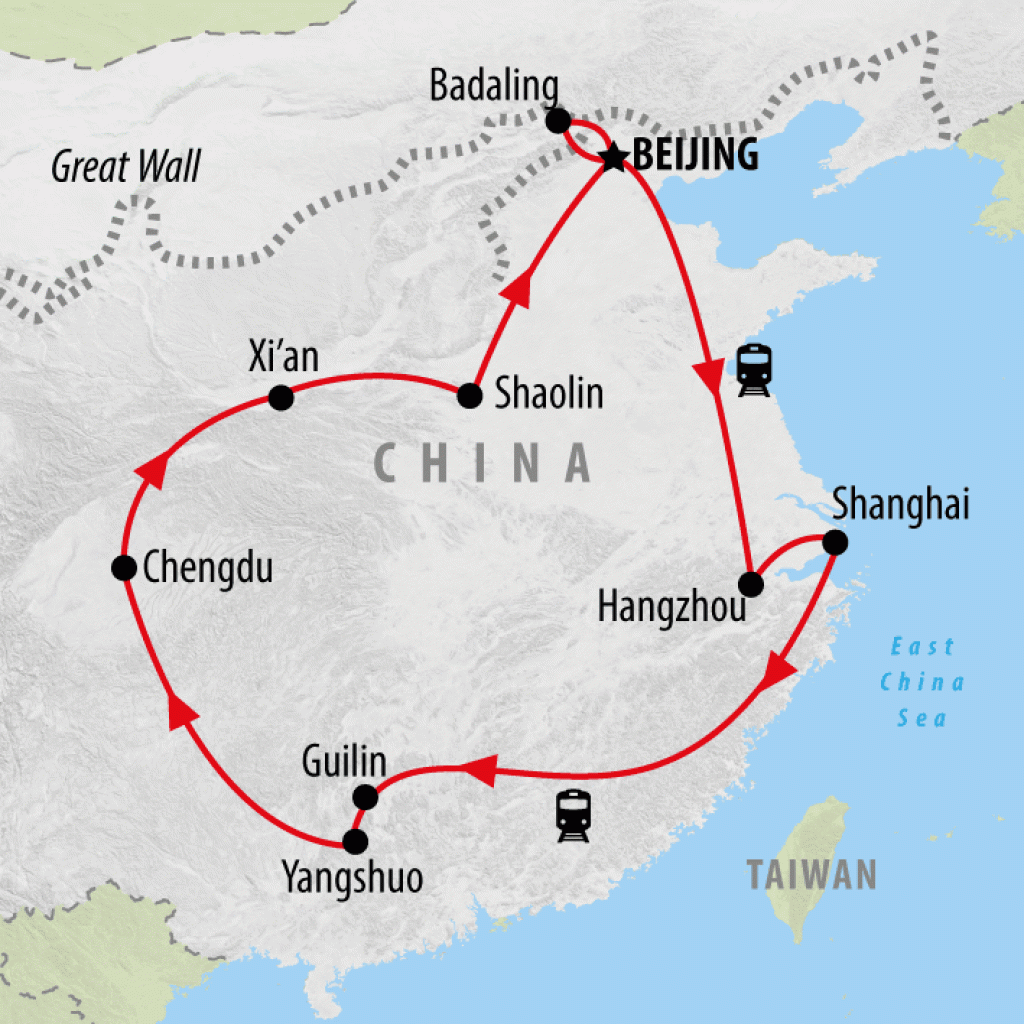 Essential China Adventure - 22 Days map