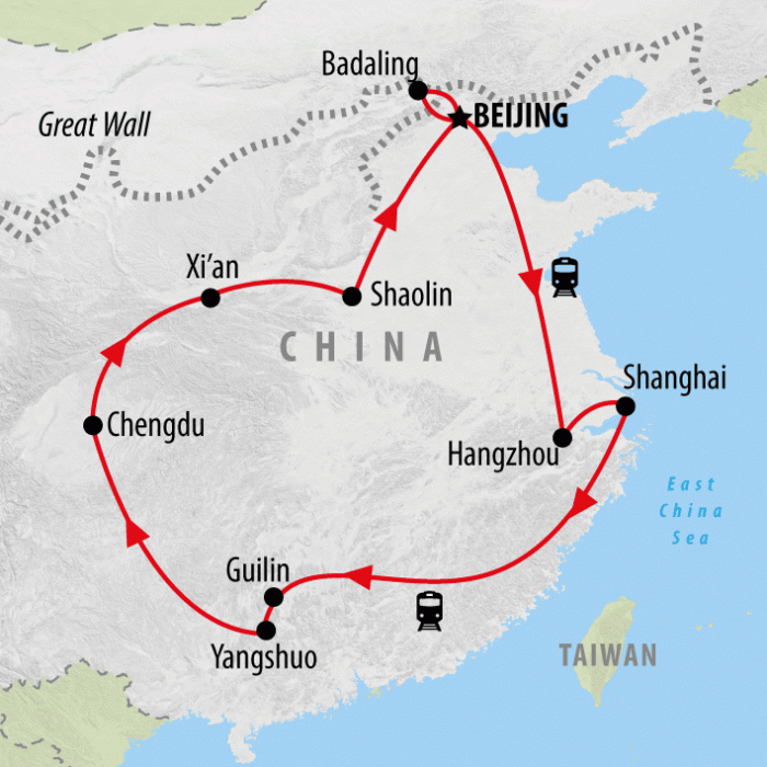 tourhub | On The Go Tours | Essential China Adventure - 18 Days | Tour Map