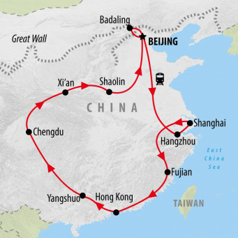 Essential China From Hong Kong - 26 days map