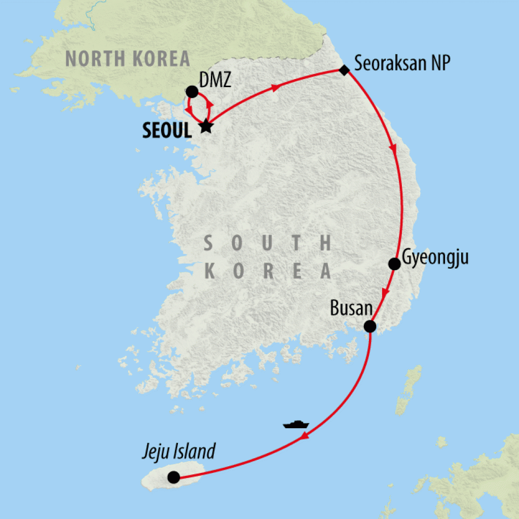 Essential South Korea and Jeju - 12 days map