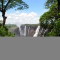 Aerial view of the dazzling blue water of Victoria Falls