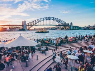 Famous sunset over Sydney Harbour Bridge