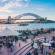 Famous sunset over Sydney Harbour Bridge