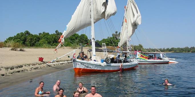 Felucca sailing and swimming in the River Nile | Egypt