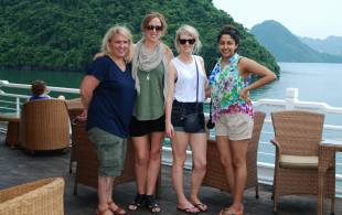 Female Travellers in Halong Bay, Vietnam