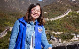 Female tour guide at the Great Wall of China