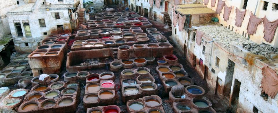 Multi-coloured tanneries in Fes