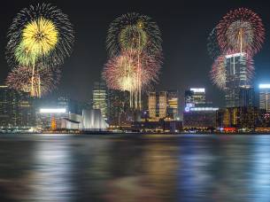Fireworks at Victoria Harbour Hong Kong