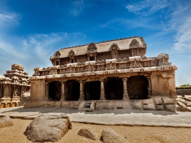 Sand coloured temple in Mahabalipuram