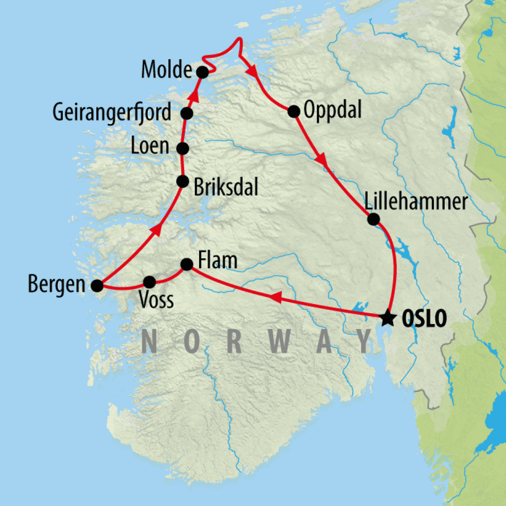 Fjords, Charms & Traditions - 8 days map