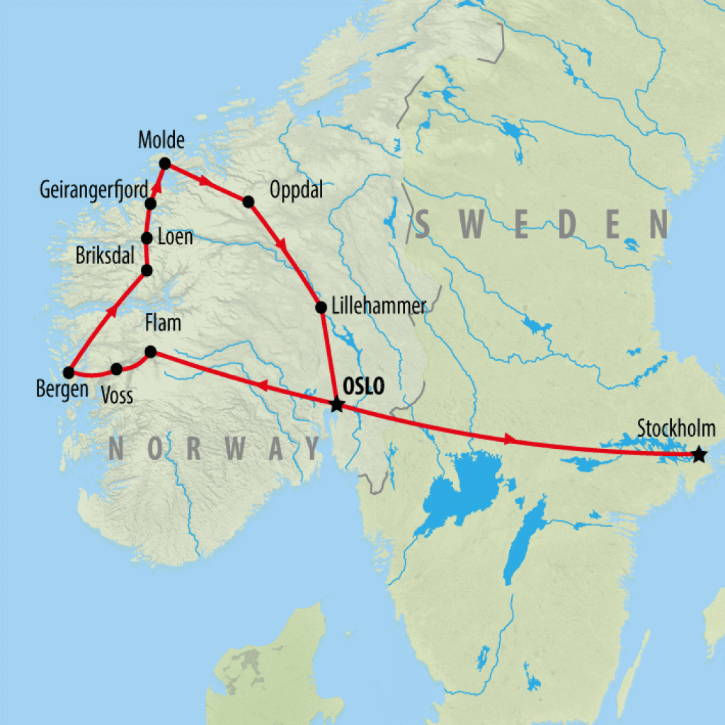 Fjords, Charms, Traditions & Stockholm - 10 days map