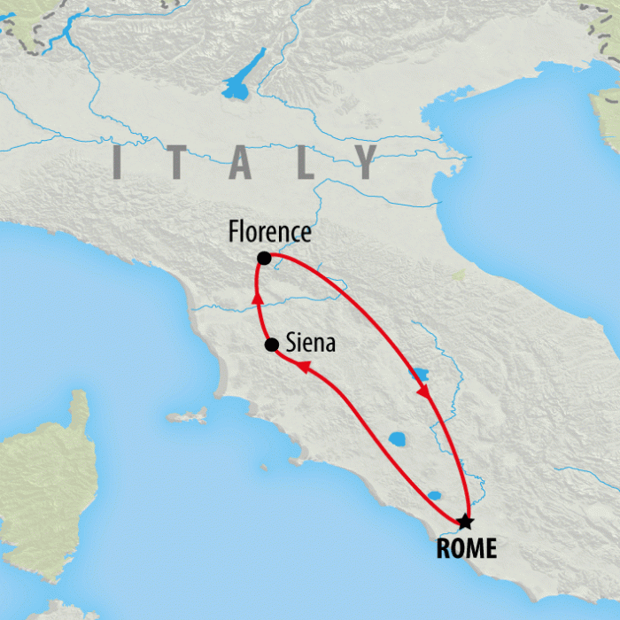 tourhub | On The Go Tours | Florence & Tuscany Express - 3 days | Tour Map