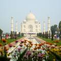 The Taj Mahal reflected in the water in Agra