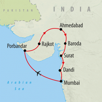 Footsteps of Gandhi - 14 days map