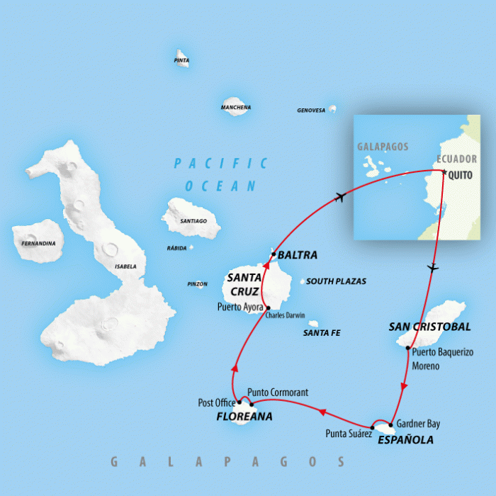 tourhub | On The Go Tours | Galapagos Discovered - 6 days | 1432/GALD | Route Map