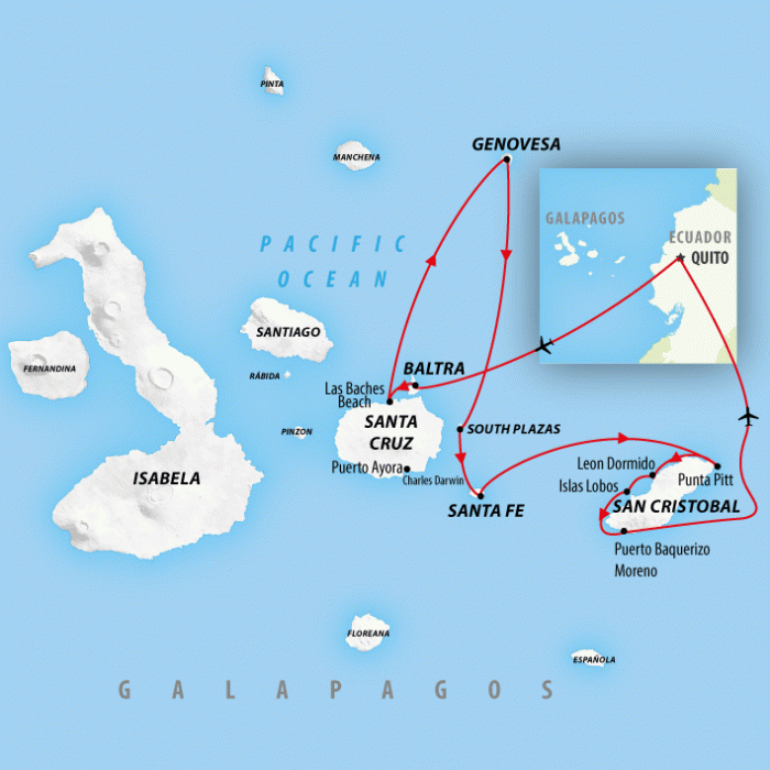 tourhub | On The Go Tours | Galapagos Encounters - 7 days | 1433/GALEN | Route Map