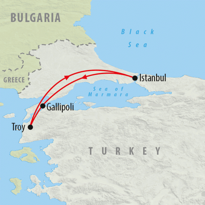 tourhub | On The Go Tours | Istanbul & Gallipoli - 5 days | Tour Map