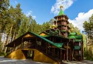 One of seven wooden chapels at the Ganina Yama monastery near Yekaterinburg in Russia