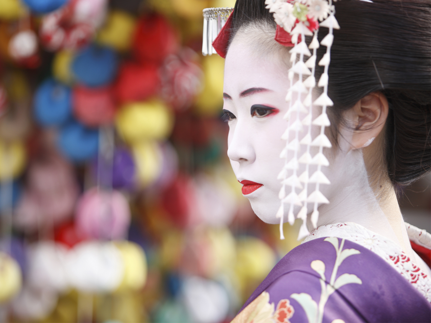 a close up image of a Geisha