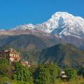 View of the Annapurna mountains in the Himalayas