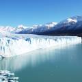 Impressive Perito Moreno glacier surrounded by snowy mountains in El Calafate