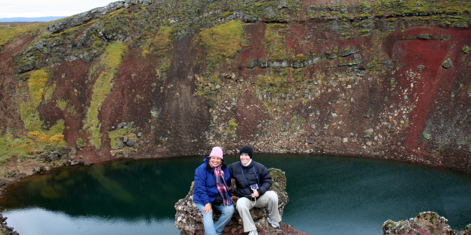 Travellers at the Kerid Crater Lake | Iceland