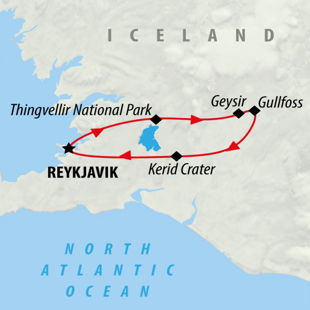 Golden Circle Loop - 1 day map