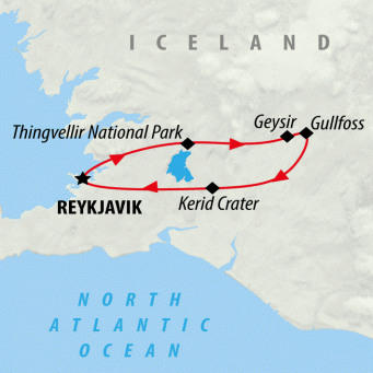 Golden Circle Loop - 1 day map