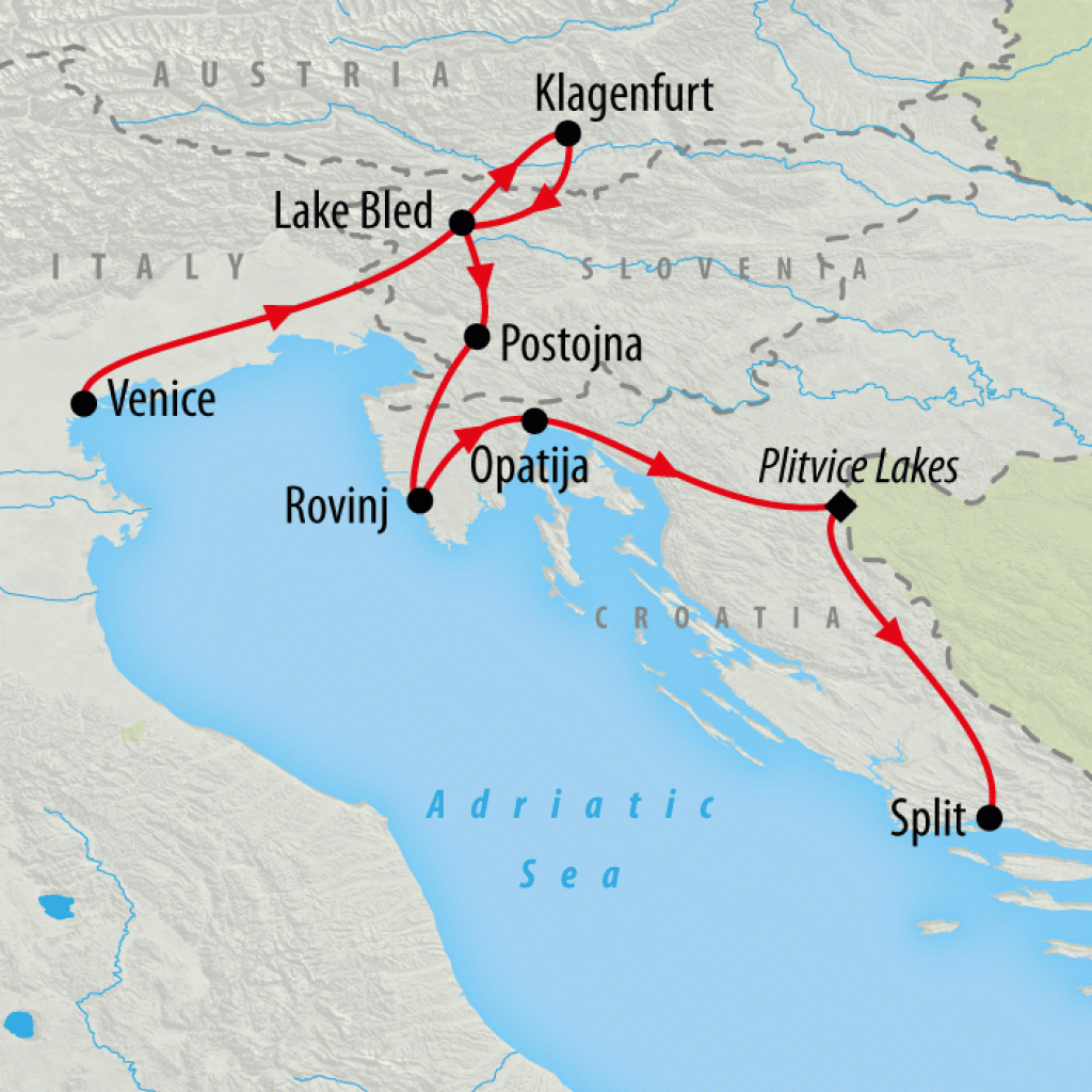Gondolas, Lakes & Split - 9 Days map