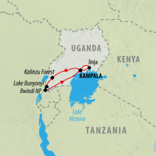 Gorillas, Chimps & Nile River (Accommodated) - 9 days Map