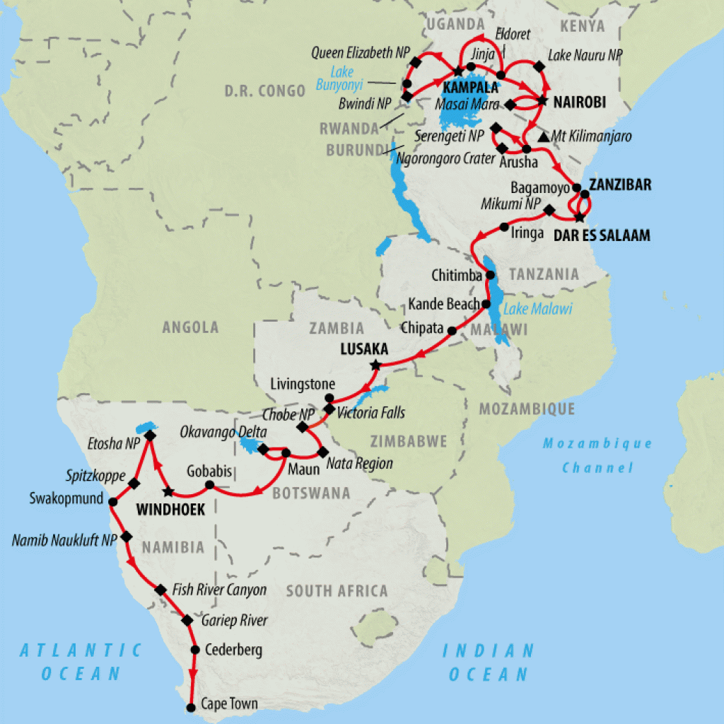 Great African Expedition - 58 days map