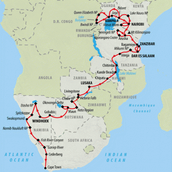 Great African Expedition - 58 days map