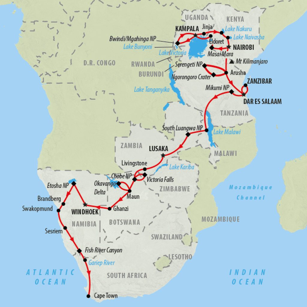 Great African Expedition - 57 days map