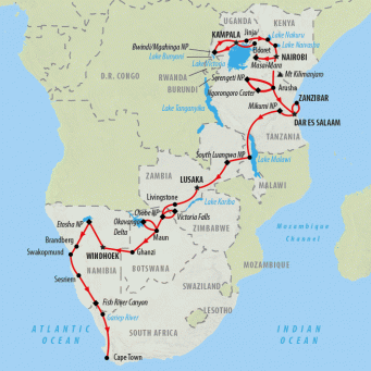 Great African Expedition - 57 days map