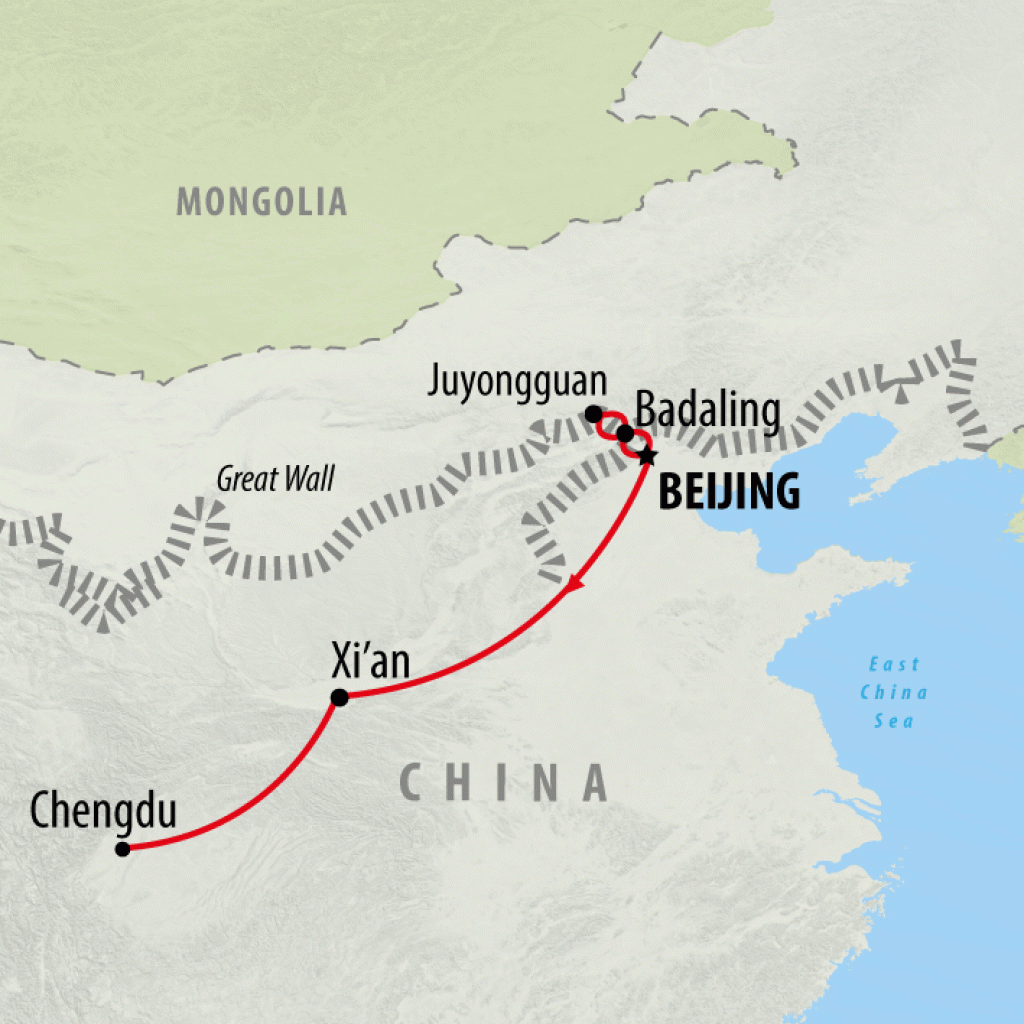 Great Wall & Giant Pandas - 10 days map