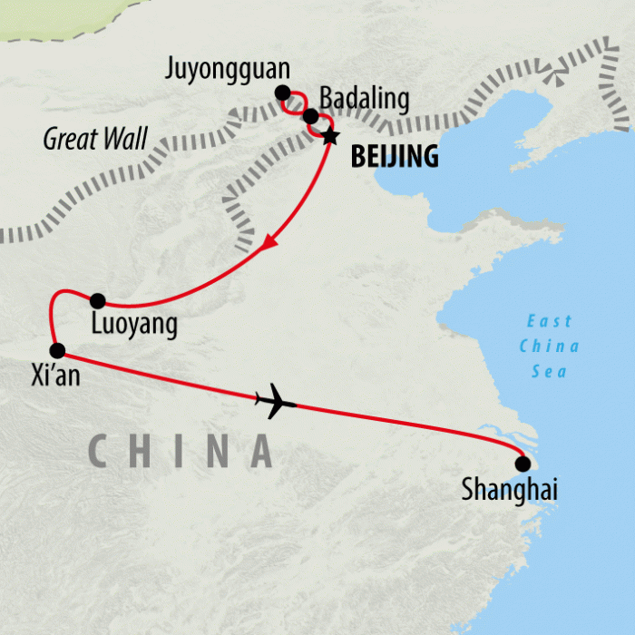tourhub | On The Go Tours | Great Wall & Warriors - 10 days | Tour Map