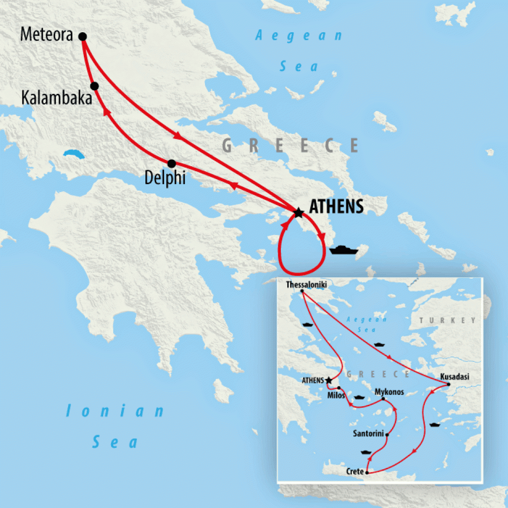 Greece & Idyllic Aegean Cruise - 11 days map