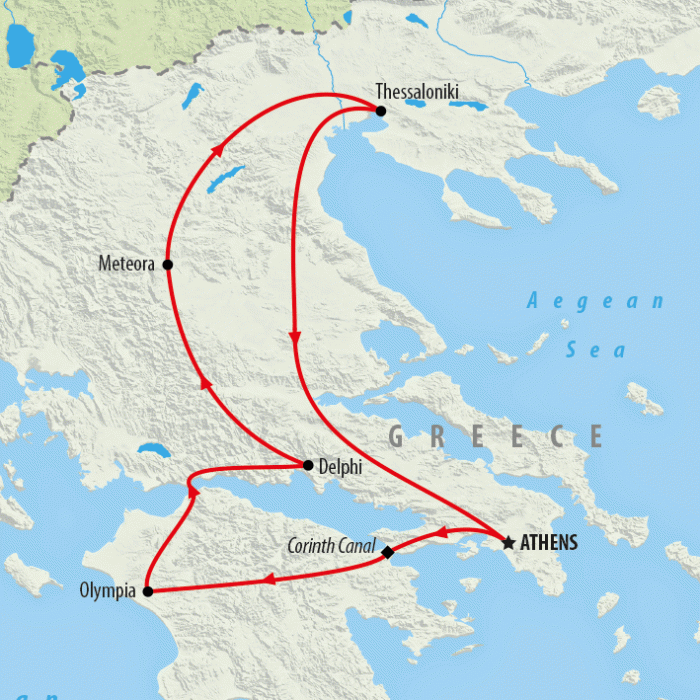 tourhub | On The Go Tours | Grand Tour of Greece - 10 Days | Tour Map
