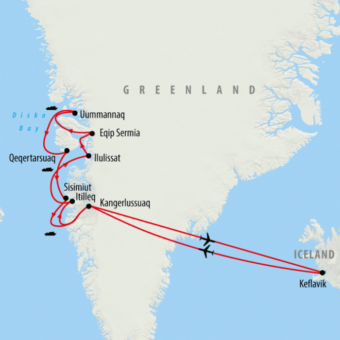 tourhub | On The Go Tours | Greenland Disko Bay Discovered 2023 - 8 Days | Tour Map