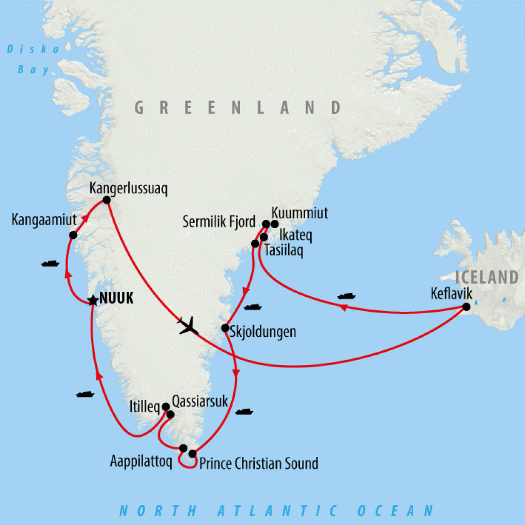 Greenland Encompassed - 12 days map