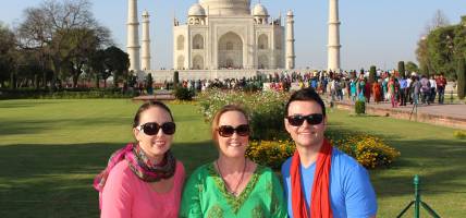 Group in front of Taj Mahal - India Tours - On The Go Tours