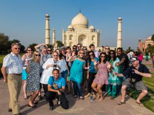 Group of passengers in front of the Taj Mahal - India Tours - On The Go Tours